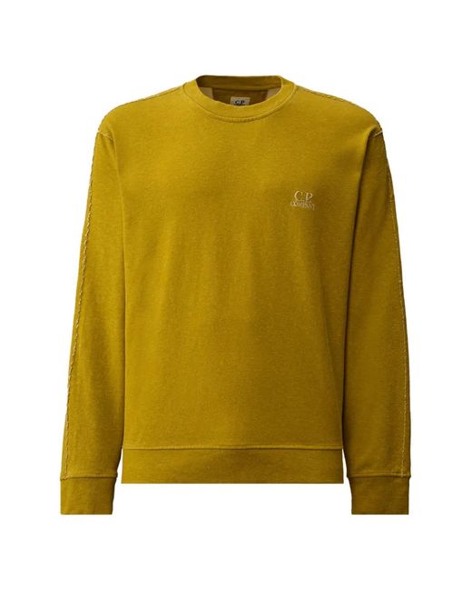 C P Company Green Heavy Jersey Plated Crewneck Sweatshirt for men
