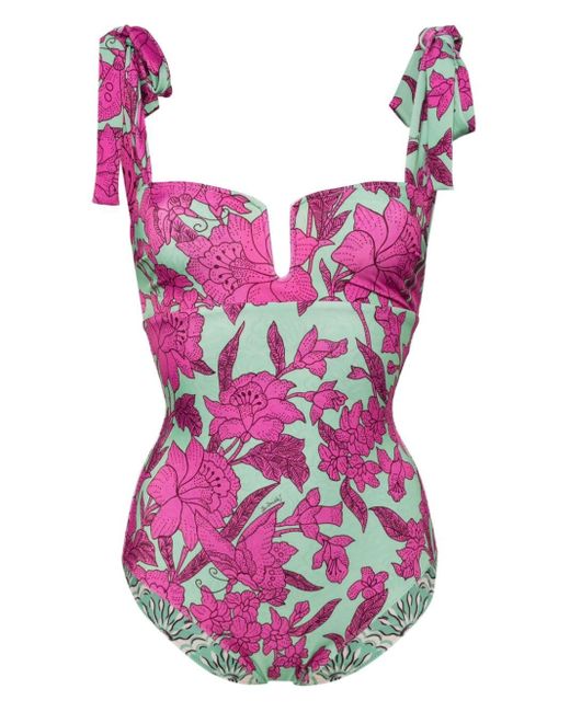 LaDoubleJ Pink Floral Print Swimsuit