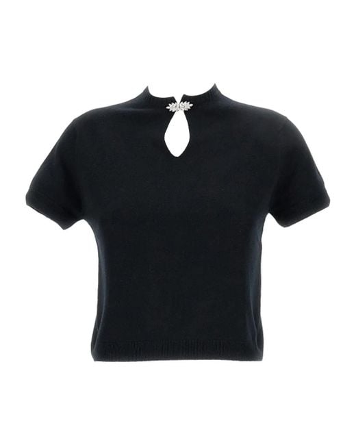 Barrie Black Rhinestone-Embellished Keyhole Top