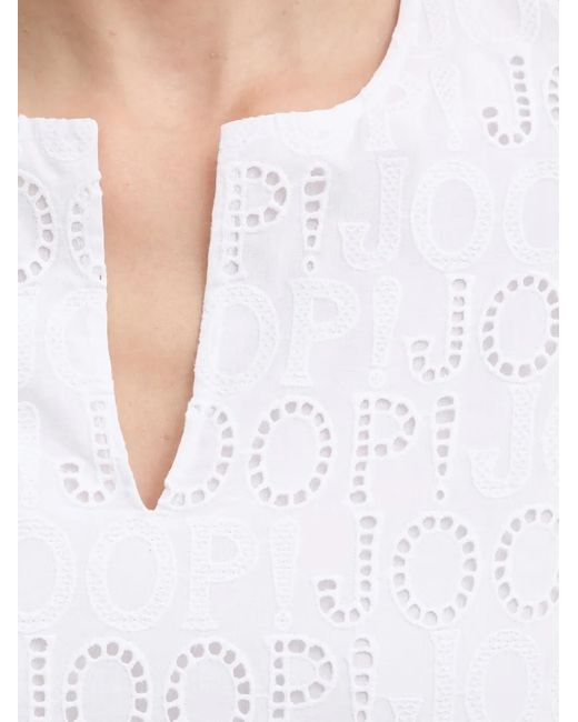 Joop! White Beljana Broderie-Anglaise Logo-Print Top