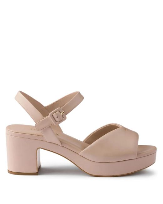 Prada Women's Pink Buckle-Strap Platform Sandals