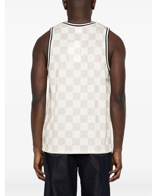 Les Deux White Silas Checked Tank Top for men
