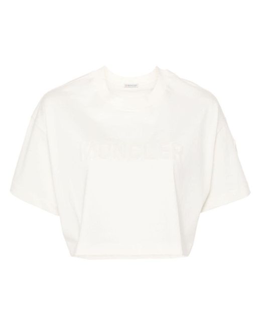 Moncler White Sequin-Embellished T-Shirt