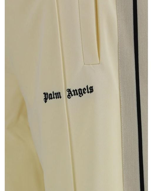 Palm Angels Natural Logo-Print Side-Stripe Track Pants for men