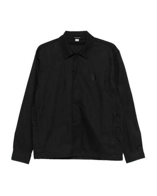 C P Company Black Logo-Detail Cotton Jacket for men