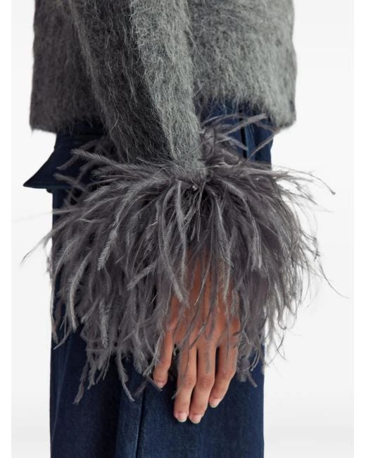 16Arlington Gray Alena Feather-Trim Knitwear