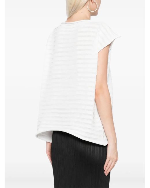 Pleats Please Issey Miyake White Mesh Knitted Top