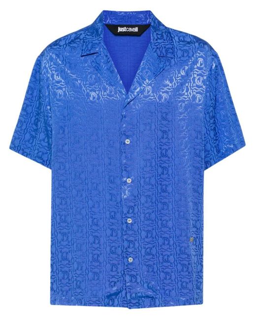 Just Cavalli Hemd aus Logo-Jacquard in Blue für Herren