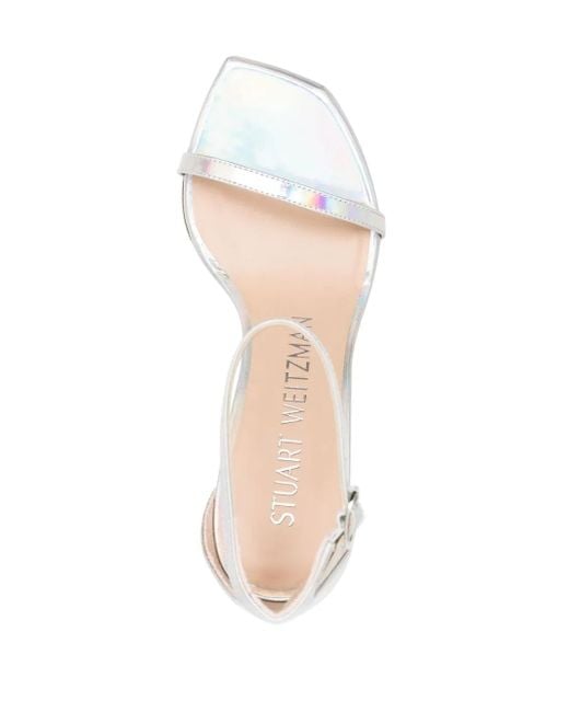 Sandalias con tacón de 100mm Stuart Weitzman de color White