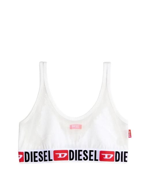 DIESEL White X Tinder Logo-Underband Mesh Bra