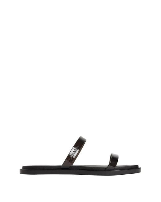 Calvin Klein White Double-Strap Slippers