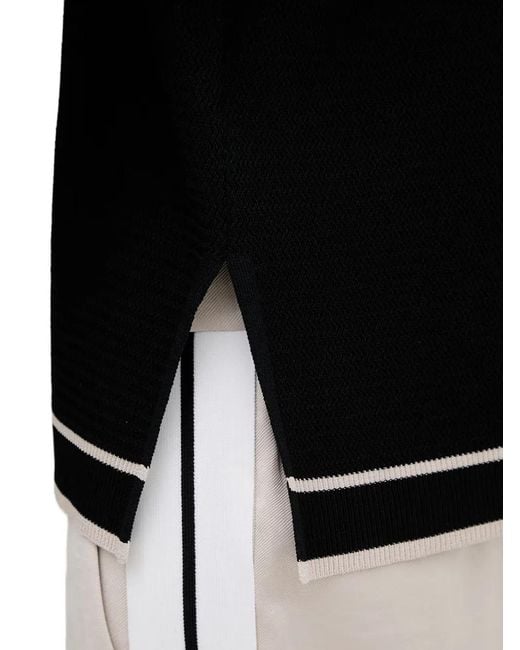 MARC AUREL Black Stripe-Trim Knitted Polo Sweater