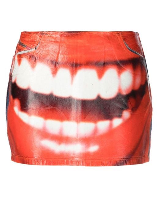 DIESEL Red De-pra-fsd Photograph-print Miniskirt