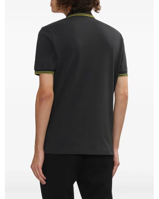 Fred Perry Black Laurel Wreath-Embroidered Cotton Polo Shirt for men