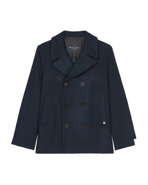 Marc O' Polo Blue Double-Breasted Peacoat for men