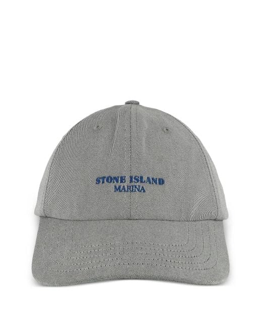 Gorra con letras del logo Stone Island de hombre de color Gray