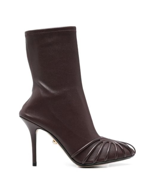 ALEVI Brown Karen Cage-Detail Stiletto-Heel Boots