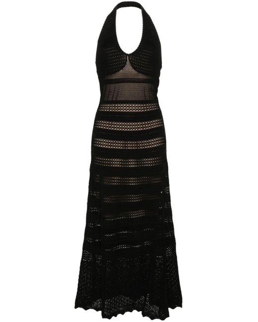 Twin Set Black Open-knit Maxi Dress