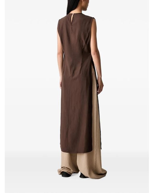 ViCOLO Brown Sleeveless Side-Slit Blouse