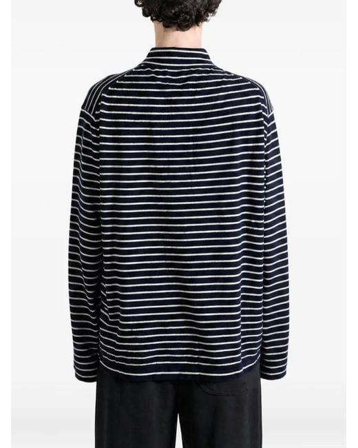The Elder Statesman Blue Superlight Striped Long-Sleeve Polo Shirt for men