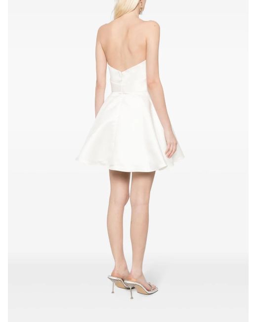 Amsale White Asymmetrisch Drapiertes Minikleid