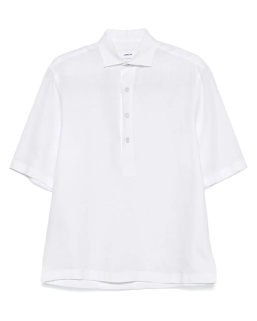 メンズ Lardini リネン ポロシャツ White