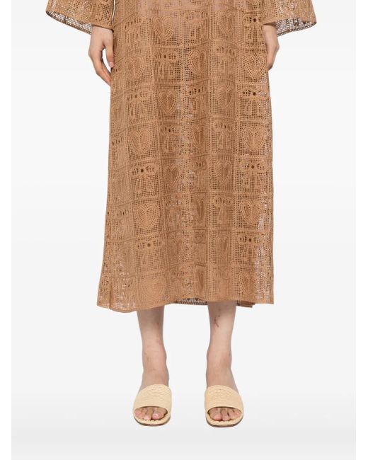Bambah Brown Crochet Maxi Dress