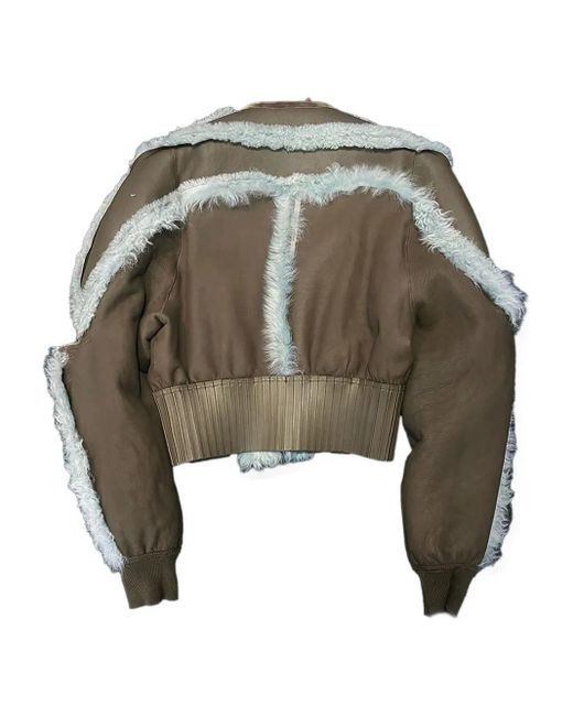 Rick Owens Gray Shearling Bomber Jacket for men