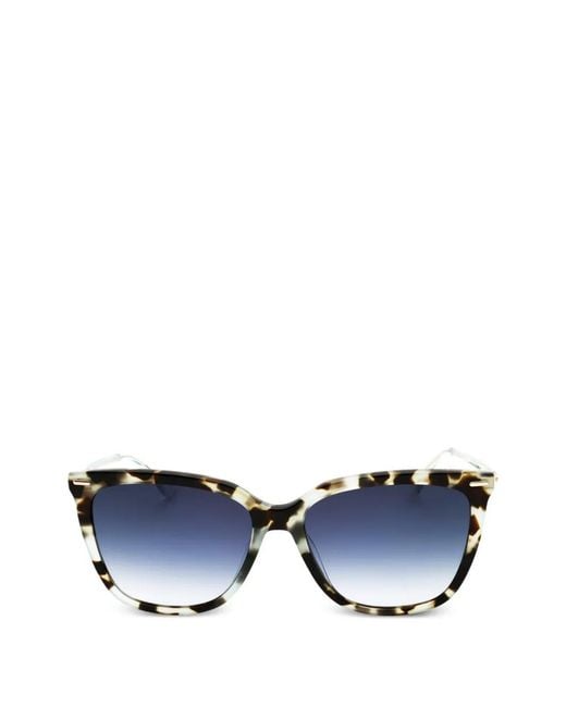 Calvin Klein Blue Tortoiseshell-Effect Geometric-Frame Sunglasses