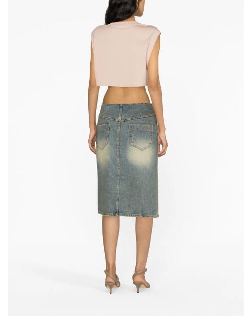 Balmain Pink Logo-Print Cotton Crop Top