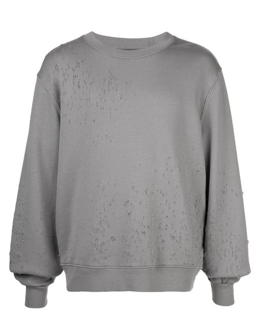 Amiri Shotgun Distressed Sweatshirt in Gray for Men | Lyst