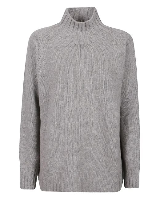 Aragona Gray High-Neck Cashmere Sweater