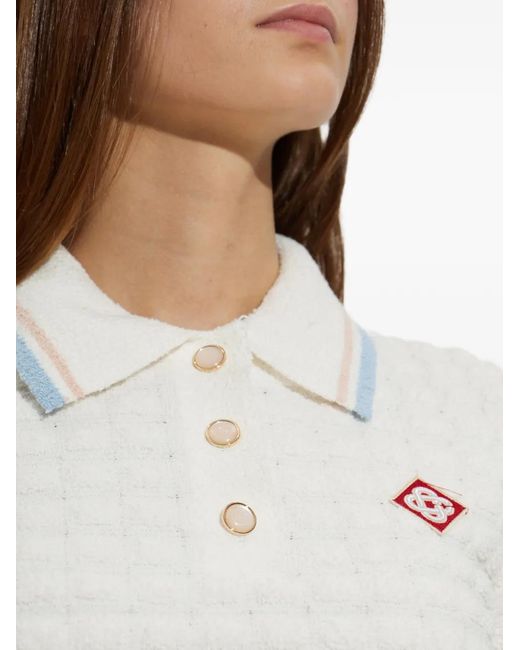 Casablanca White Frotte-Knit Polo Shirt