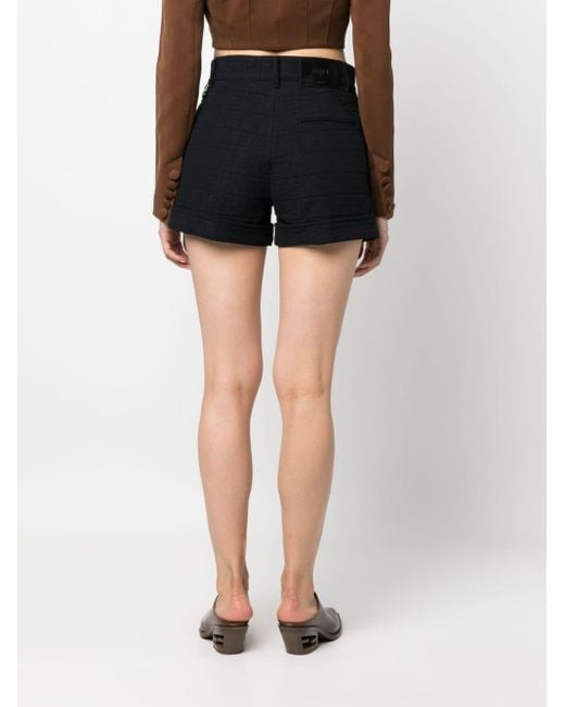 Fendi Black Jacquard Ff-motif Denim Shorts