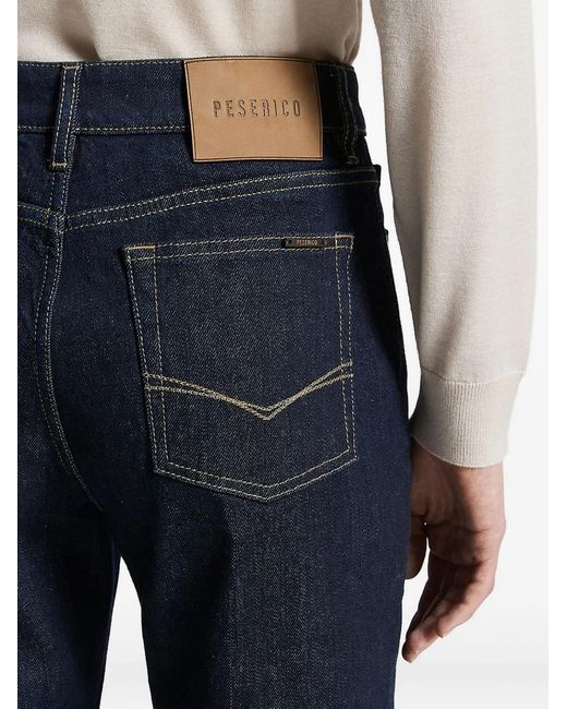 Peserico Blue Cuffed Five-Pocket Denim Jeans