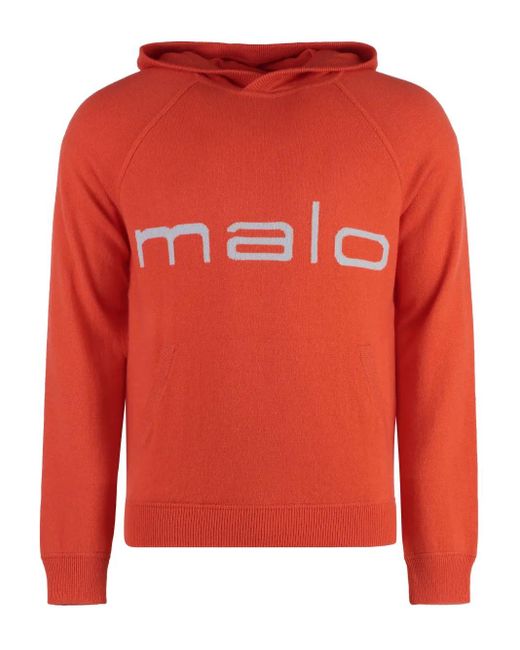 Malo Red Hoodie À Logo Intarsia for men