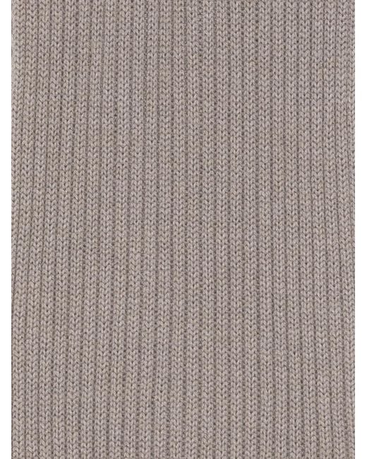 Dell'Oglio Gray Ribbed Scarf for men