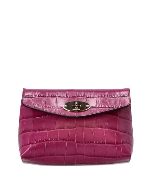 Mulberry Purple Darley Kosmetiktasche mit Kroko-Effekt