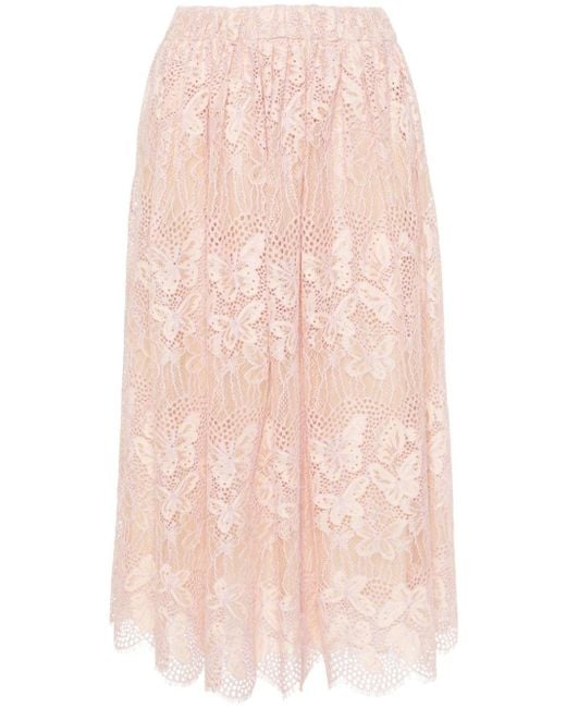 Zimmermann Pink Harmony Lace Midi Skirt