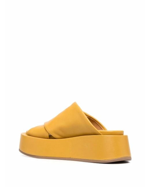 Marsèll Yellow Crossover-Strap Platform Sandals