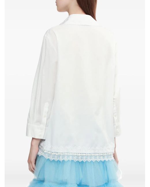 Simone Rocha White Lace-Trimmed Pocket Shirt