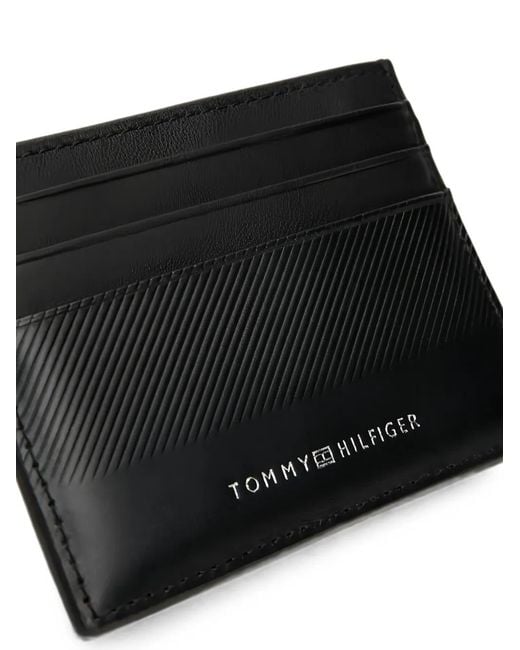 Tommy Hilfiger Black Logo-Print Card Holder for men