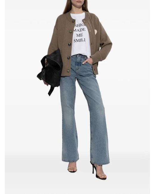 AMI Brown Ami De Coeur Logo-Patch Cardigan