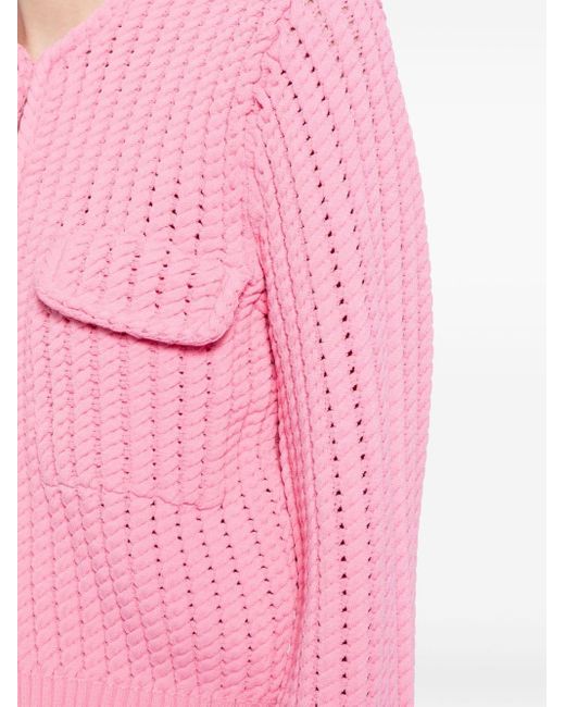 JNBY Pink Cropped Knitted Cardigan