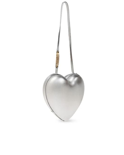 Moschino Metallic Heart-Shaped Shoulder Bag