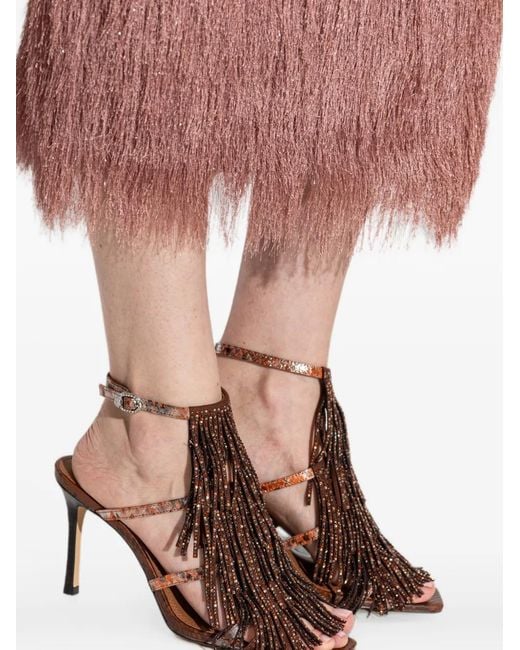 Kurt Geiger Brown Fringe Sandals 90