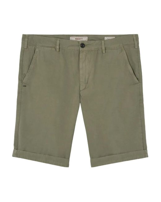 40 Weft Green Cuffed-Hem Bermuda Shorts for men