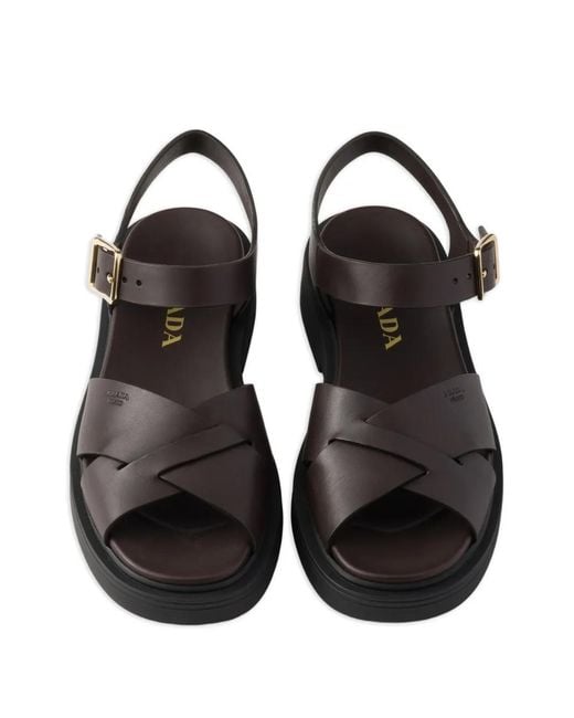 Prada Black Leather Sandals