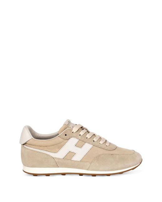 Hogan White Logo-Patch Lace-Up Sneakers for men