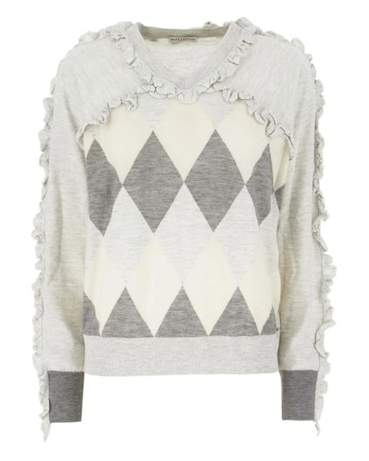 Maglione Con Ruches E Motivo Rombi di Ballantyne in Gray